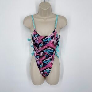 Mapalé Caribbean Nights One Piece Swimsuit NEW Sz S Aqua Reversible Tropical